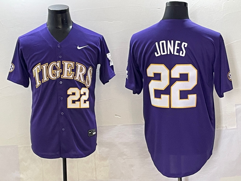 Men 2025 LSU Tigers #22 Jones blue Joint Name Nike NCAA 2025  Jersey style 4->ncaa teams->NCAA Jersey